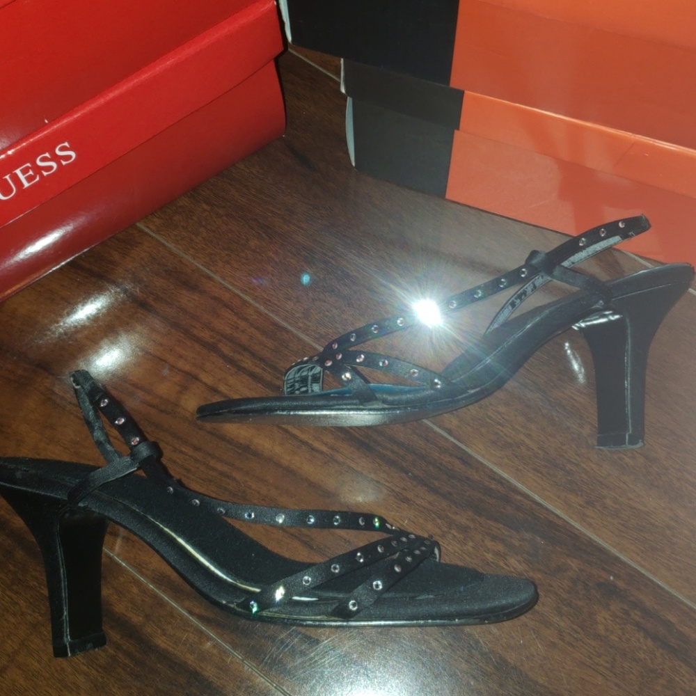 Alfani rhinestone low open heels [see description]